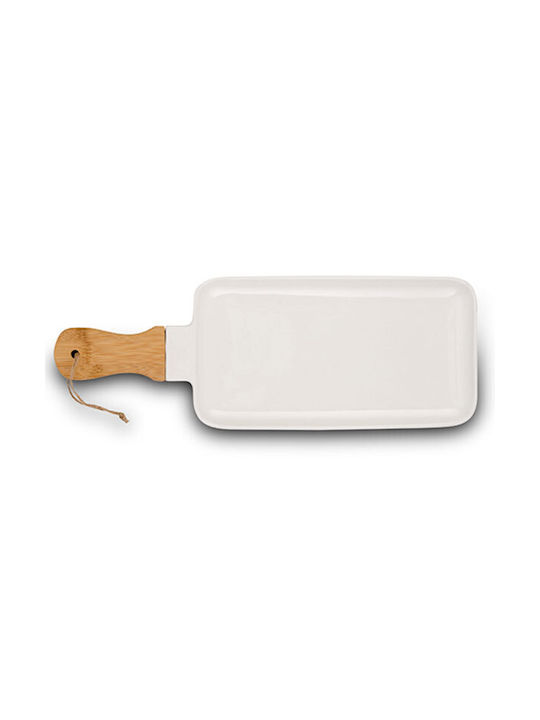 Nava Serving Platter Rectangular made of Porcelain White 47x18cm