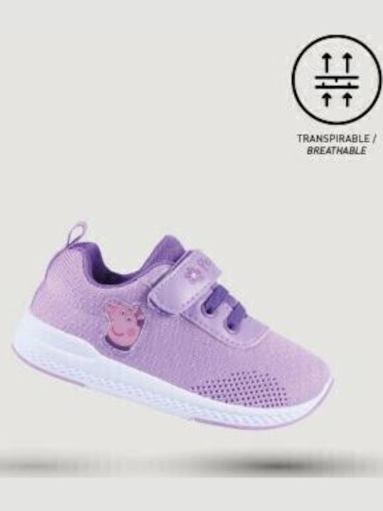 Peppa Pig Kids Sneakers with Hoop & Loop Closure Purple