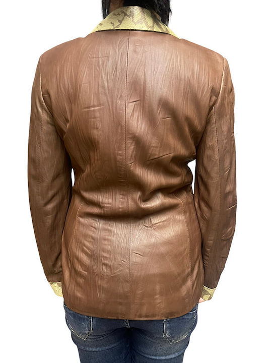 MARKOS LEATHER Damen Leder Blazer Braun