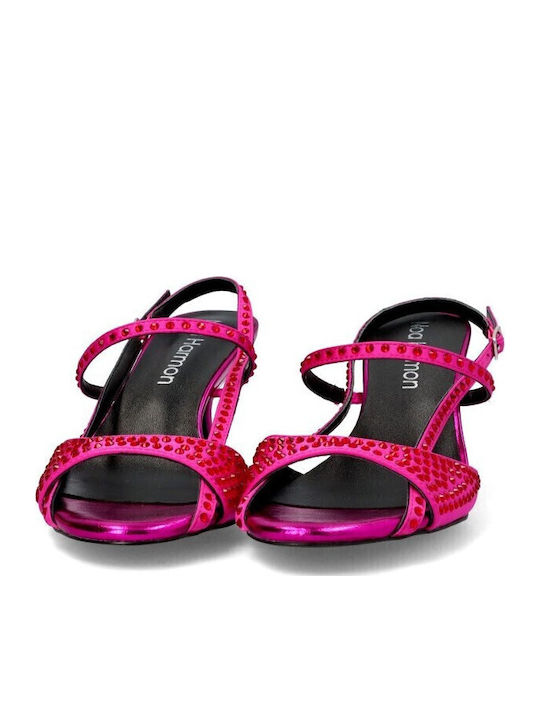 Sandalen mit Strass Fuchsie