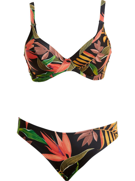 Set Bikini Floral Μαύρο