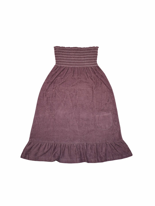 Moyra Midi Γυναικείο Καλοκαιρινό Φόρεμα Strapless Καφέ 0001757