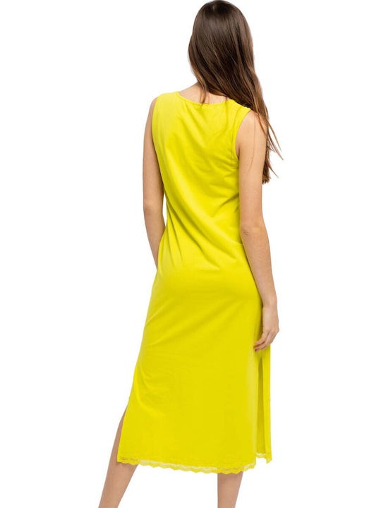 SMF YELLOW MIDI SLEEVELESS MIDI DRESS 224402