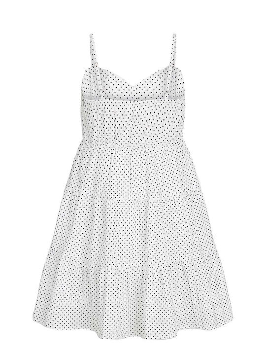 SISTERS POINT WHITE POLKA DOT MINI DRESS ULKA-DR1 010