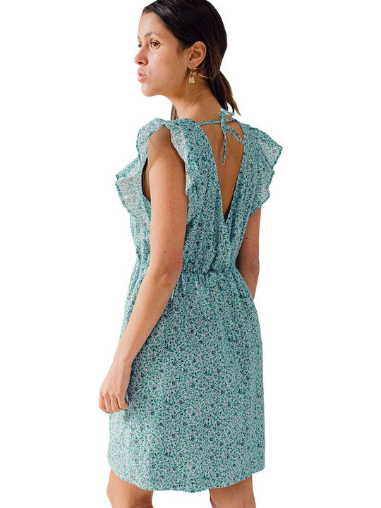 C'est Beau La Vie Summer Mini Dress with Ruffle Light Blue