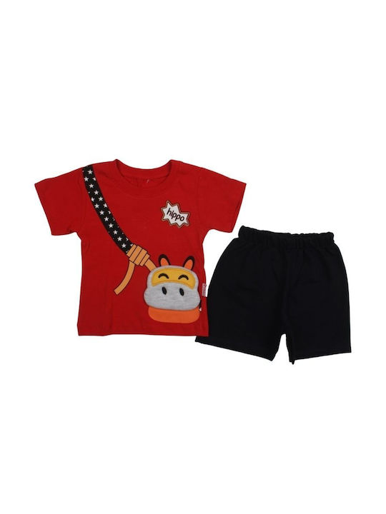 Eymus Kinder Set mit Shorts Sommer 2Stück Rot