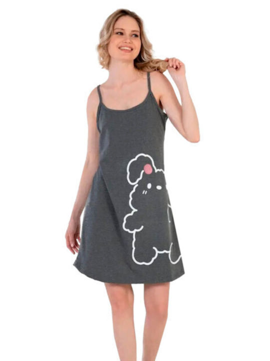 Vienetta Secret Women's Summer Nightgown Gray