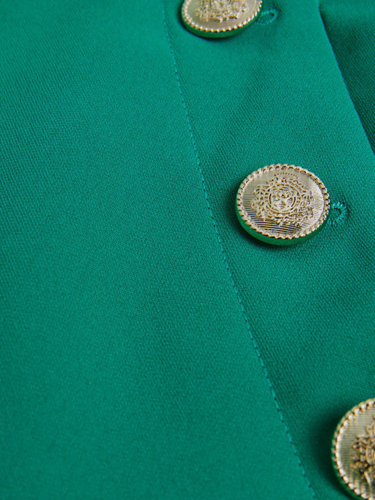 Women's High-waisted Fabric Trousers in Wide Line Green