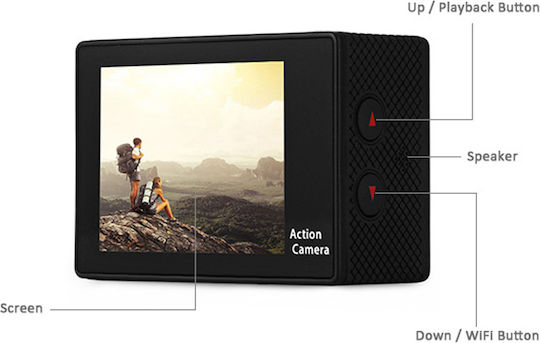 TP-CM-H9 DV Action Camera 4K Ultra HD Υποβρύχια (με Θήκη) και Wi-Fi Μαύρη