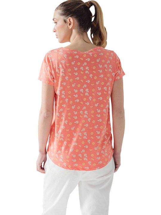 C'est Beau La Vie Women's T-shirt with V Neckline Pink