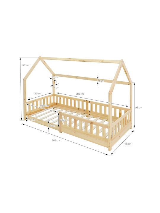 Kids Bed Single Beige for Mattress 90x200cm