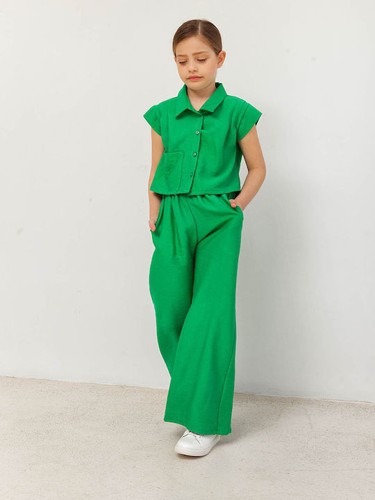 Alice Set pentru copii cu Pantaloni Vara 2buc Verde