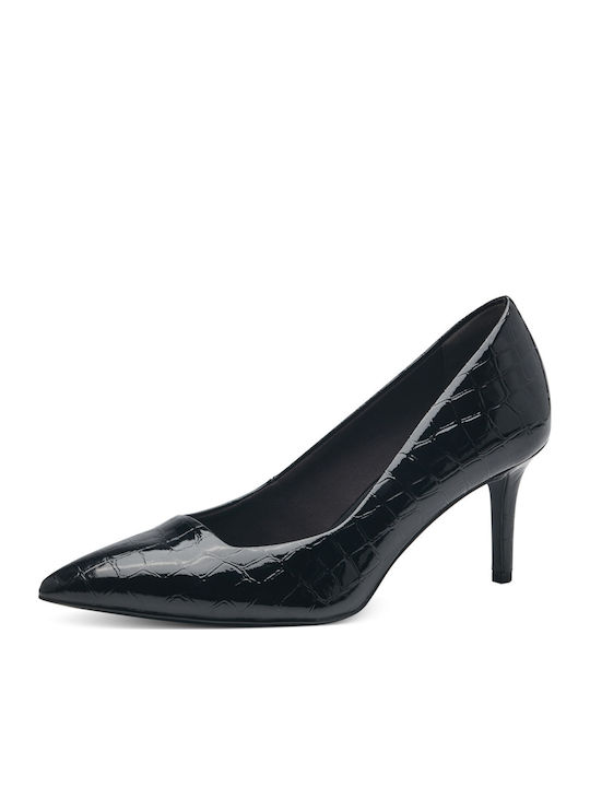 Spitze Zehe Pumps mit Mittlerem Absatz Schwarz