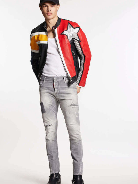 Sexy Twist Men's Jeans Pants with Slim Fit Gray