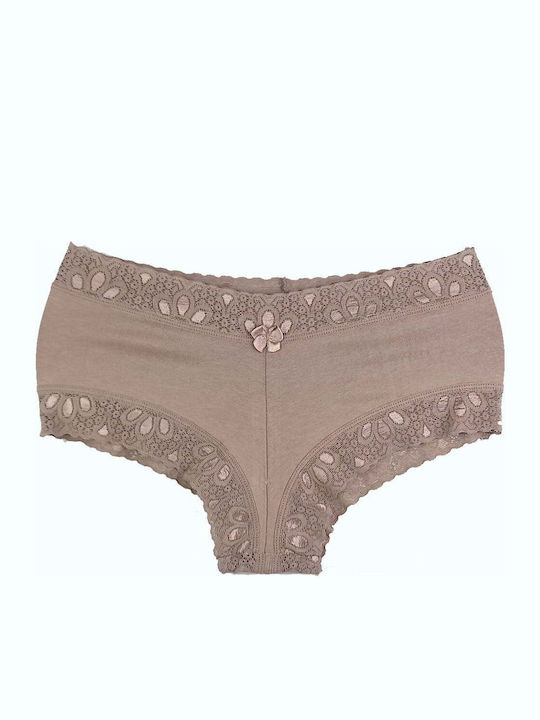 Damen Slip mit Spitze Beige
