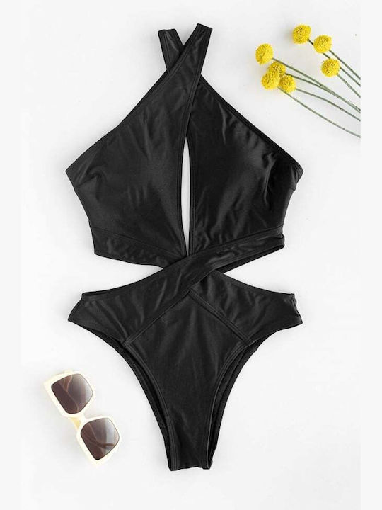 Swimsuit with Cutouts and Removable Padding Black