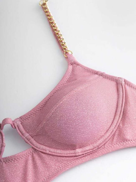 Costum De Baie Întreg Cu Decupaje Și Burete Detașabil Roz