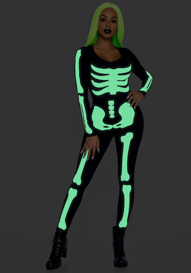 Leg Avenue Skeleton Catsuit Sexy Στολή Μαύρη
