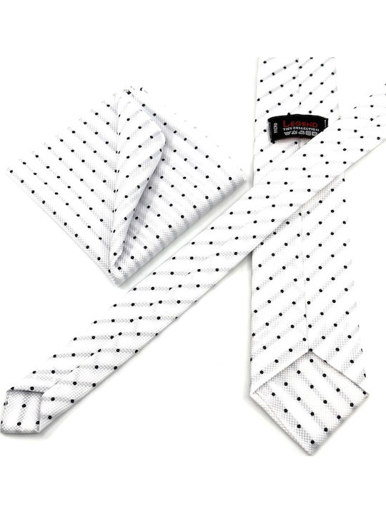 Legend Accessories Σετ Ανδρικής Γραβάτας με Σχέδια σε Λευκό Χρώμα