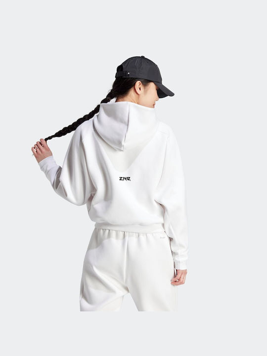 Adidas Sportswear Γυναικεία Ζακέτα Φούτερ με Κουκούλα Λευκή