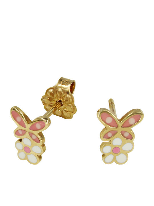 Roloi Kaliamanis Cercei Fetite Studs Flori Din Aur 14K