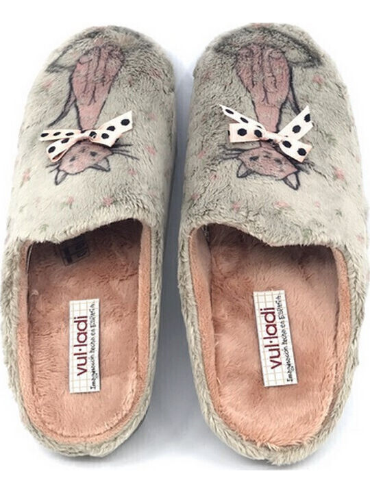 Women's Slippers with Animals Brown