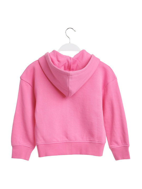 SugarFree Girls Cotton Hooded Sweatshirt with Zipper Pink