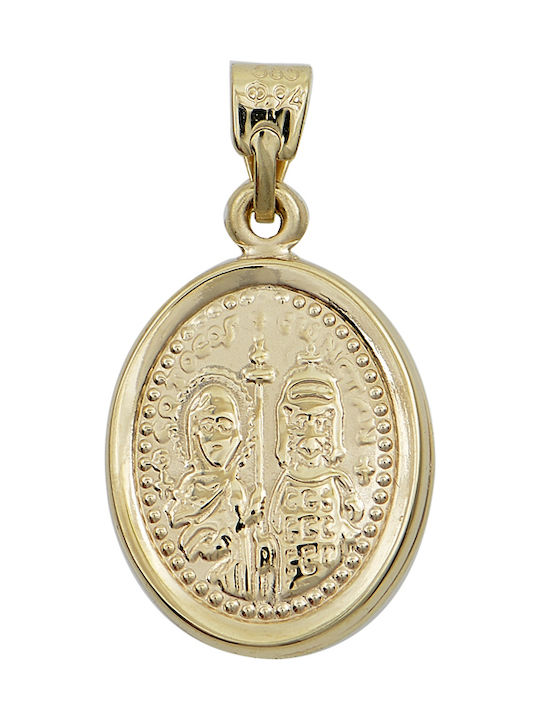 Pendant Kids Talisman Double Sided Constantine from Gold 14K ΚΦ15