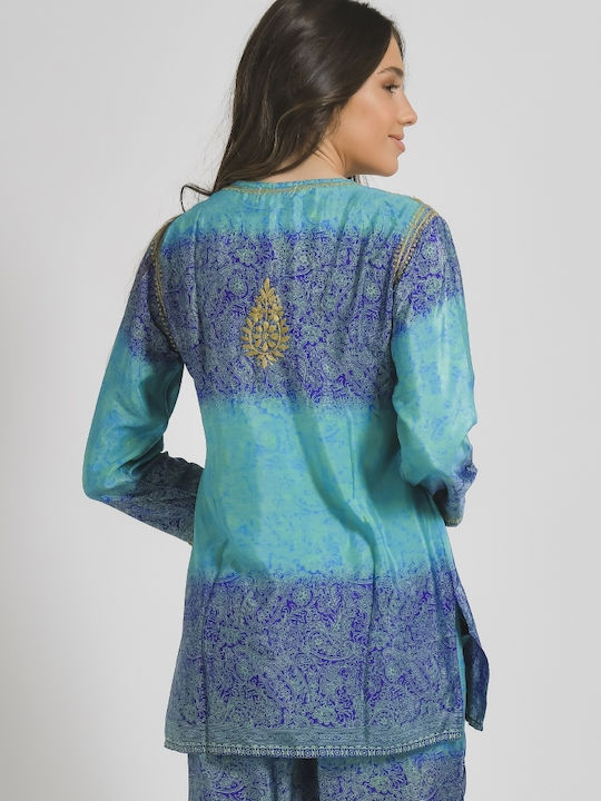 Ble Resort Collection Καφτάνι Παραλίας Μπλε Ble Resort Collection Καφτάνι Παραλίας Μπλε