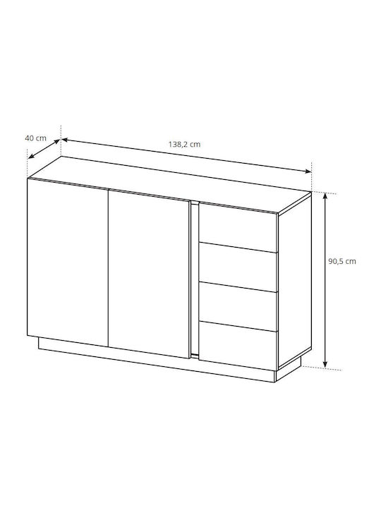 Bufet Din Lemn Artisan Oak / Grafit 138.2x40x90.5cm