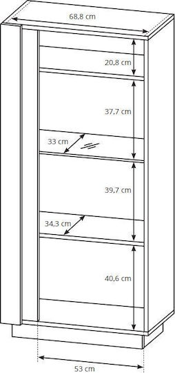 Vitrină Pentru Sufragerie Din Placă Din Lemn Agregat Cu Geam Alb 72x40x154cm