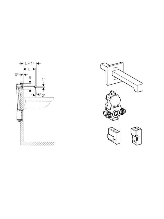 Geberit Brenta II Built-in Faucet Spout for for Bathroom Sink 1 Exit Silver