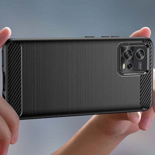 Techsuit Carbon Back Cover Silicone Black (Moto G72)