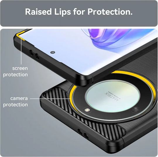 Techsuit Carbon Umschlag Rückseite Silikon Schwarz (Honor Magic5 Lite)