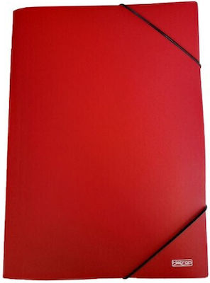 Metron Folder with Rubber Band and Ears for Paper A4 Red