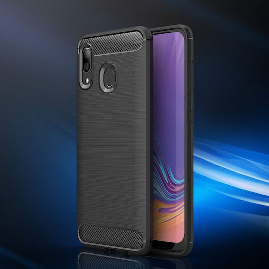 Techsuit Carbon Back Cover Silicone Black (Galaxy A40)