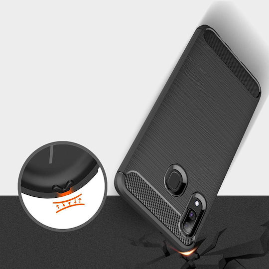 Techsuit Carbon Back Cover Silicone Black (Galaxy A40)