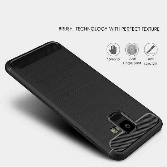 Techsuit Carbon Back Cover Silicone Black (Galaxy A6 2018)