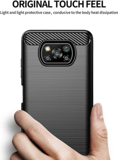 Techsuit Carbon Silicone Back Cover Σιλικόνης Μαύρο (Poco X3 NFC / X3 Pro)