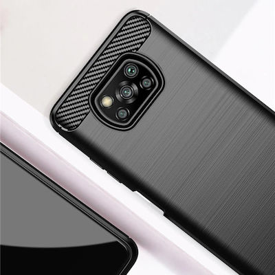 Techsuit Carbon Silicone Silicone Back Cover Black (Poco X3 NFC / X3 Pro)