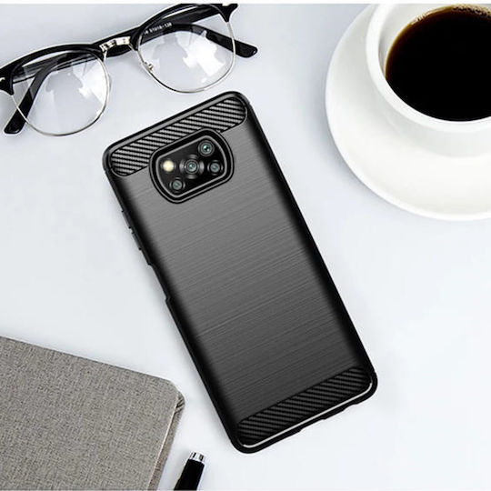 Techsuit Carbon Silicone Back Cover Σιλικόνης Μαύρο (Poco X3 NFC / X3 Pro)