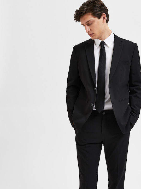 Selected Sacou bărbați cu croială strâmtă Black Selected Sacou bărbați cu croială strâmtă Black