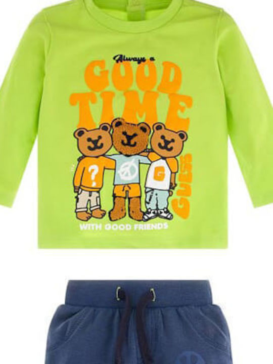 Guess Kids Sweatpants Set Green 2pcs