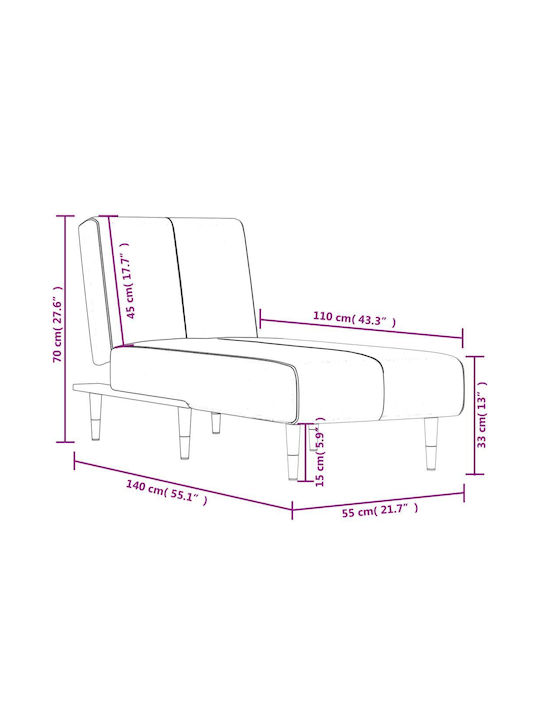 Modern Recliner Samt Gray L155xW55xH33cm