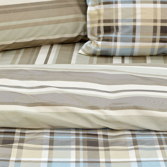 Lino Home Комплект Плик за Завивка Памучен Кинг Сайз с 2 Калъфки 220x240 Revon Aqua