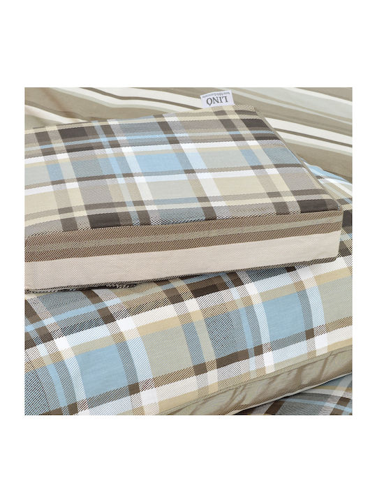 Lino Home Duvet Cover Set Cotton Queen with 2 Pillowcases 220x240 Revon Aqua