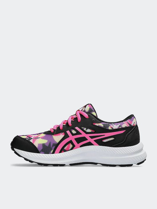 Contend 8 Print Gs Kids Sports Shoes Running with Laces Black / Hot Pink