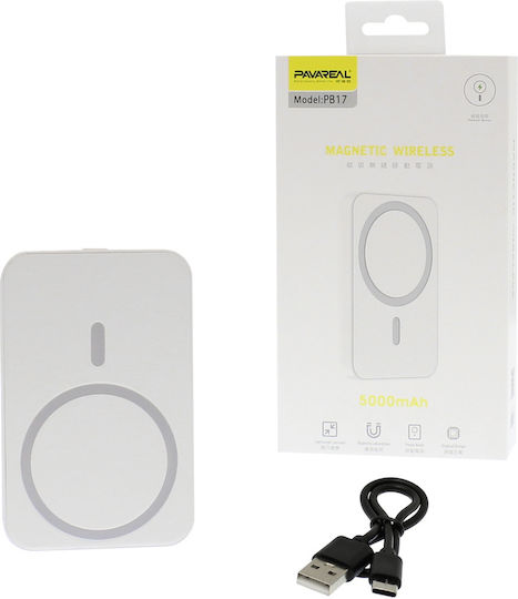 Pavareal PA-PB17 MagSafe Power Bank 5000mAh с USB-A порт Бял