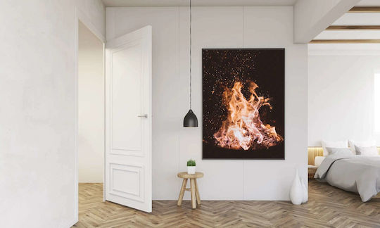 Close-Up of a Fire on Black Background Painting on Canvas 40x50cm