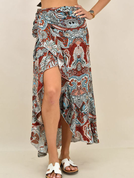 Potre Maxi Envelope Skirt Floral in Brown color